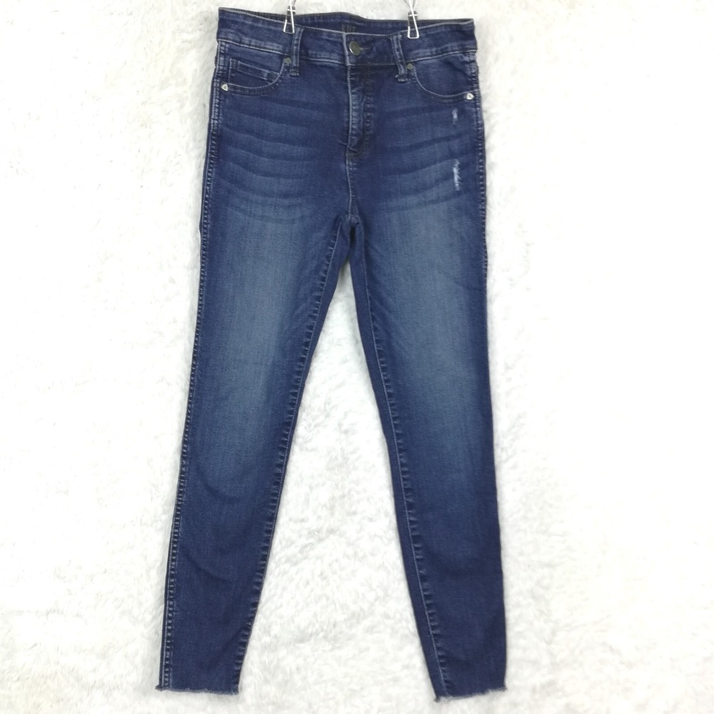 Kut From the Kloth Womens Jeans‎ Fab Ab Skinny High Rise Blue Denim Raw Hem 4